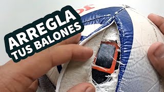 Como arreglar reparar parchar y coser un balón de futbol Tutorial en Español JOZU Gmx [upl. by Mikal402]