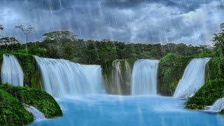 Heavy Rain amp Powerful Waterfall Sounds  White Noise for Sleeping [upl. by Nolyar]