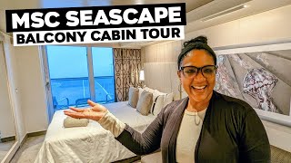 MSC Seascape Balcony Cabin Tour  Brand New MSC Cruise Ship [upl. by Akoyn]