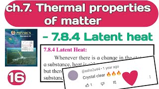 ch 7 Thermal properties of matter 16 class 11 Maharashtra boardlatent heat [upl. by Hardunn600]