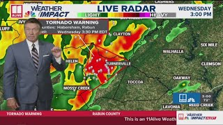 Tornado warning for Habersham and Rabun County in effect until 330 pm [upl. by Dnalevets490]