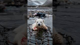 A seriously injured bear cub entangled in a net was successfully rescued by a female sailoranimals [upl. by Ferrand]