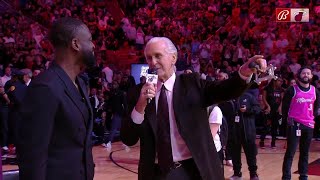 Pat Riley surprises Dwyane Wade with Miami Heat statue announcement  NBA on ESPN [upl. by Cockburn]