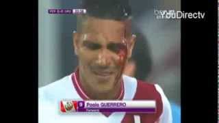 Le Rompen la Cabeza a Paolo Guerrero  Eliminatorias Brazil 2014 Full HD [upl. by Orlena]