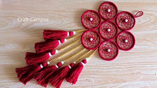 Old Bangles Reuse Idea  Easy Woolen Flower Wall Hanging Using Old Bangles  Best Out Of Waste [upl. by Arbed]