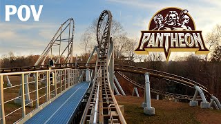 Pantheon Front Row POV Busch Gardens Williamsburg New for 2022 MultiLaunch Coaster [upl. by Ednalrym]