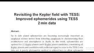 Revisiting the Kepler field with TESS Improved ephemerides using TESS 2 min data [upl. by Anorahs]