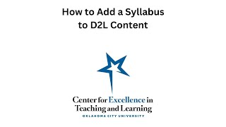 How to Add a Syllabus to D2L Content [upl. by Maxantia739]