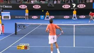 Rafael Nadal Australian Open Best Unbelievable Shot  sliding on a hard court [upl. by Ahsineb]