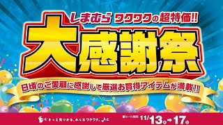 日頃のご愛顧に感謝して厳選お買得アイテムが満載！ しまむら大感謝祭開催！1117日まで！ [upl. by Siekram640]