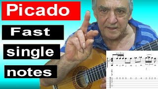 Picado exercise  Fast single notes Flamenco guitar technique [upl. by Okkin]