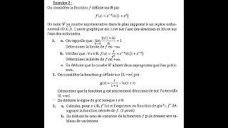 Exercice intéressant sur létude de fonction fonction ln et fonction exponentielle 2eme année bac [upl. by Seaver]