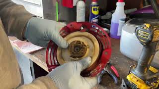 Honda Mower Starter Rope Replace [upl. by Eninnej628]