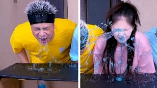 Water Bottle Squeeze Challenge Worst Luck The Loser Got Sprayed With Water In The Faceparty vlog [upl. by Bergman]