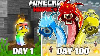 I Survived 100 Days as an ELEMENTAL WORM in HARDCORE Minecraft [upl. by Rolph712]