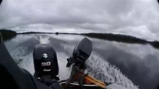 NorWest freighter canoe ride Reservoir Cabonga 2018 Suzuki DF90ATL Tiller Grégoire Sport [upl. by Mayne539]