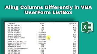 Aling Columns Differently in VBA UserForm ListBox [upl. by Elonore]