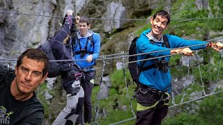 CLIMBER CRINGE Bear Grylls SimulRappel Feat Alex Honnold [upl. by Gasser]