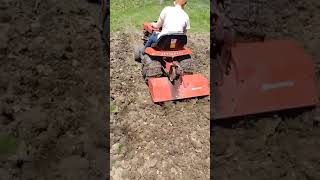 Tilling with simplicity tractor simplicity gardentractor classictractor tiller tilling [upl. by Hendrik]