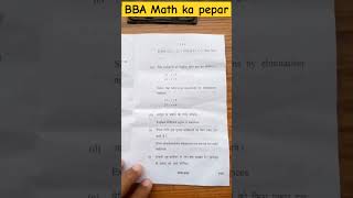 BBA Math Paper vairal 2024 shorts [upl. by Latsyrhk843]