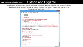 06Adding a score variable  increment Pygame  easy tutorial [upl. by Haywood804]