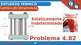 Esfuerzos de origen térmico  Mecánica de materiales  Hibbeler  Ejercicio 482 [upl. by Siraval]