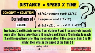 Time Speed and Distance 🔥  TRAIN PROBLEMS  DERIVATIONS  REVISION  TRAIN CROSSING PROBLEMS [upl. by Buchheim]