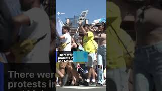 Antitourism protesters swarm Canary Islands holidaymakers news shorts protest tourism [upl. by Alyce]