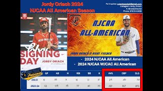 Jordy Oriach 2024 NJCAA AllAmerican Season 432 AVG 18 HR 77 RBI 1460 OBPS [upl. by Atir]