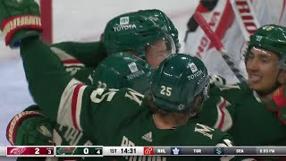 WATCH Boldys first hat trick Wild thump Red Wings [upl. by Lymn877]