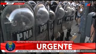 Gendarmeria Policia Federal y Prefectura reprimen a subversivos en Plaza Congreso 31 enero 2024 [upl. by Shayn]