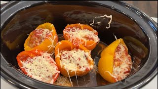 Delicious stuffed peppers in the crockpot [upl. by Amari]