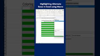 How to Color Alternate Rows in Excel using Macro [upl. by Torrlow275]