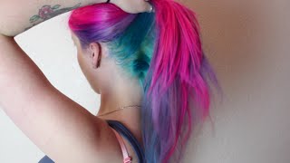 Magenta Violet amp Turquoise Hair Dye Tutorial [upl. by Atram]