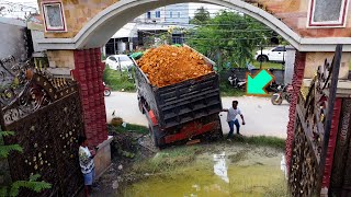 Start Project Dozer D31P amp Truck Good cooperation in filling the flooded area in the village [upl. by O'Malley]