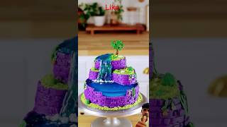 Making an island cake cake cakedecorating gaming satisfying baking dessert itsamemario [upl. by Donal]