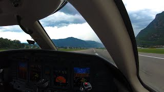 GUSTY Cockpit Landing In The Italian Alps Bolzano Airport  NEAR BIRD STRIKE 4K [upl. by Hairahcaz439]