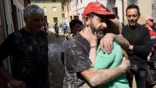 Italys Prime Minister Giorgia Meloni visits floodhit regions after returning from G7 Japan Summit [upl. by Tiloine399]