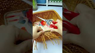 How to weave rattan basket with handle rattan handmade diy [upl. by Acceb35]