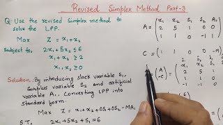 Revised Simplex Method  Example 3  Linear Programming Problem  Operation Research  Hindi [upl. by Rolf]