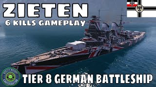 German Battleship Zieten World of Warships Wows BB Gameplay Highlights [upl. by Ydur]