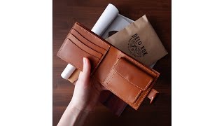 Handmade BIFOLD WALLET with COIN POCKET from whiskey Buttero leather  Leather Craft [upl. by Takara309]