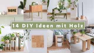 14 DIY Ideen aus Holz Möbel selber bauen Deko basteln amp Ikea Hacks [upl. by Anawqahs]