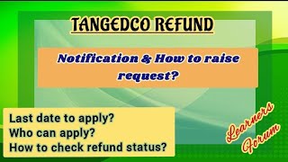 TANGEDCO REFUND  How to apply to get refund  Complete details [upl. by Blakely]