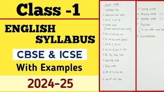 Class1 English Syllabus 202425 English Syllabus For Class1l Grade1 English Syllabus With PDF [upl. by Agathy]