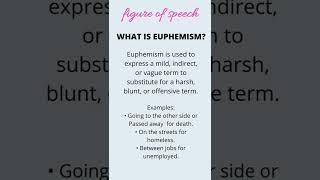 Euphemism  Figure of Speech 8  Meaning amp Examples of Euphemism shorts [upl. by Ynove]