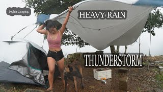 FULL 2 DAYS solo camping in HEAVY RAIN  THUNDERSTORM  on mountain TOP  in DEEP FOREST [upl. by Blumenthal]