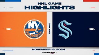 NHL Highlights  Islanders vs Kraken  November 16 2024 [upl. by Nangem]