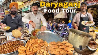 Famous street food in Daryaganj  Lotan Chole Kulche  Siingh fruit ice cream  Kachori [upl. by Anoirb902]