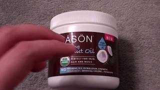 Jason Smoothing Coconut Oil  REVIEW No parabens no fragrance [upl. by Eibrik]